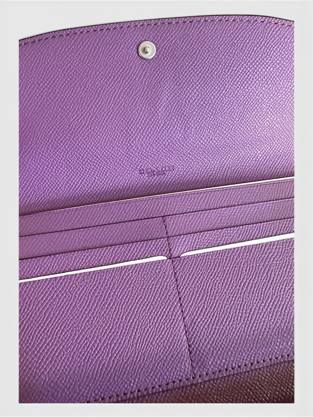 ✨ Coach Violet Purple Leather Continental Wallet NWT Rare Color - Picture 7 of 12